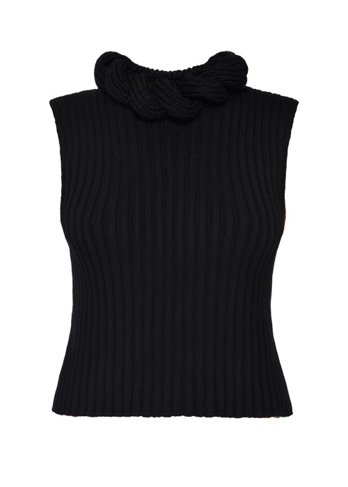 CAMELLIA BLACK KNITTED TOP