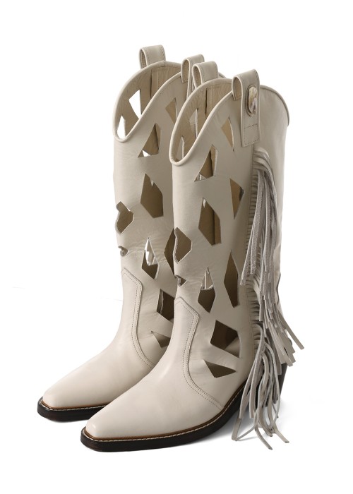 COWGIRL JEWELED OFF-WHITE BOOTS