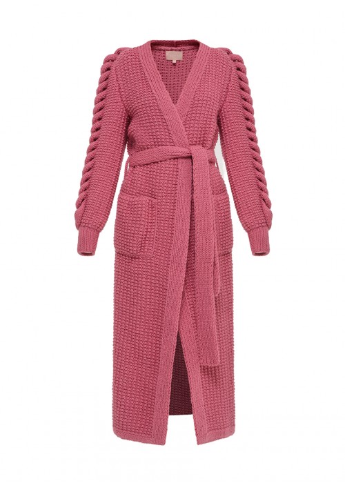 HAND KNITTED PINK COAT